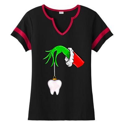 Christmas Tooth Dentist Dental Assistant Teeth Xmas Pajamas Ladies Halftime Notch Neck Tee