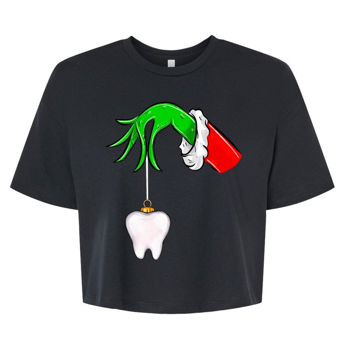 Christmas Tooth Dentist Dental Assistant Teeth Xmas Pajamas Bella+Canvas Jersey Crop Tee