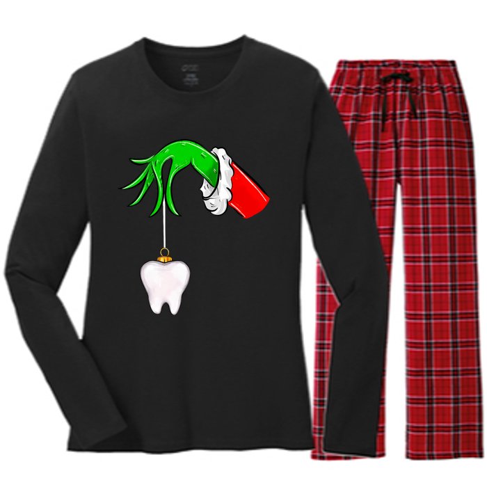 Christmas Tooth Dentist Dental Assistant Teeth Xmas Pajamas Women's Long Sleeve Flannel Pajama Set 