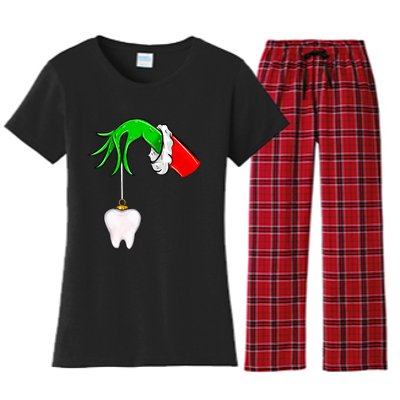 Christmas Tooth Dentist Dental Assistant Teeth Xmas Pajamas Women's Flannel Pajama Set