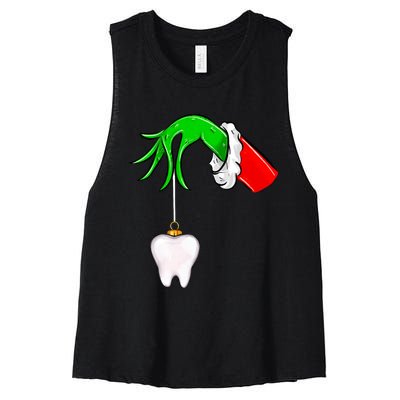 Christmas Tooth Dentist Dental Assistant Teeth Xmas Pajamas Women's Racerback Cropped Tank