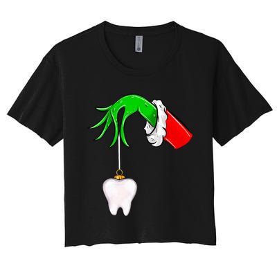 Christmas Tooth Dentist Dental Assistant Teeth Xmas Pajamas Women's Crop Top Tee