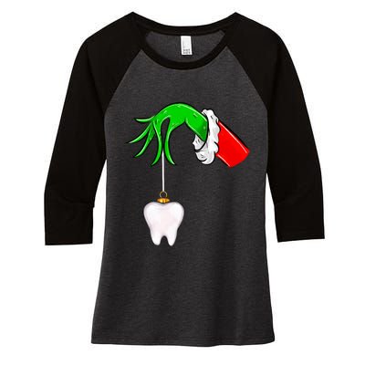 Christmas Tooth Dentist Dental Assistant Teeth Xmas Pajamas Women's Tri-Blend 3/4-Sleeve Raglan Shirt