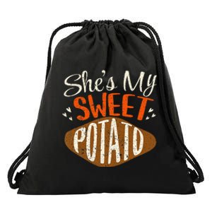 Cute Thanksgiving Day My Sweet Potato Couples Friendsgiving Drawstring Bag