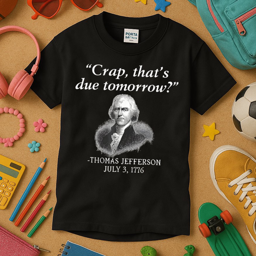 Crap ThatS Due Tomorrow Thomas Jefferson Kids T-Shirt