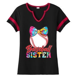 Cute Tie Dye Baseball Sister Ladies Halftime Notch Neck Tee