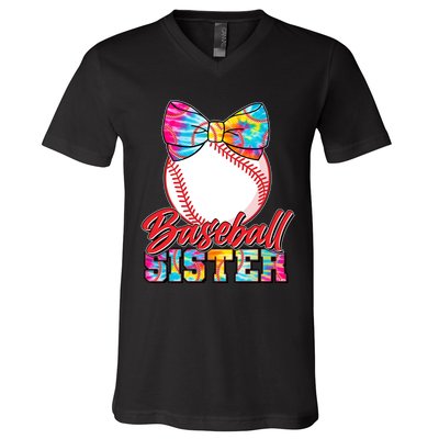 Cute Tie Dye Baseball Sister V-Neck T-Shirt