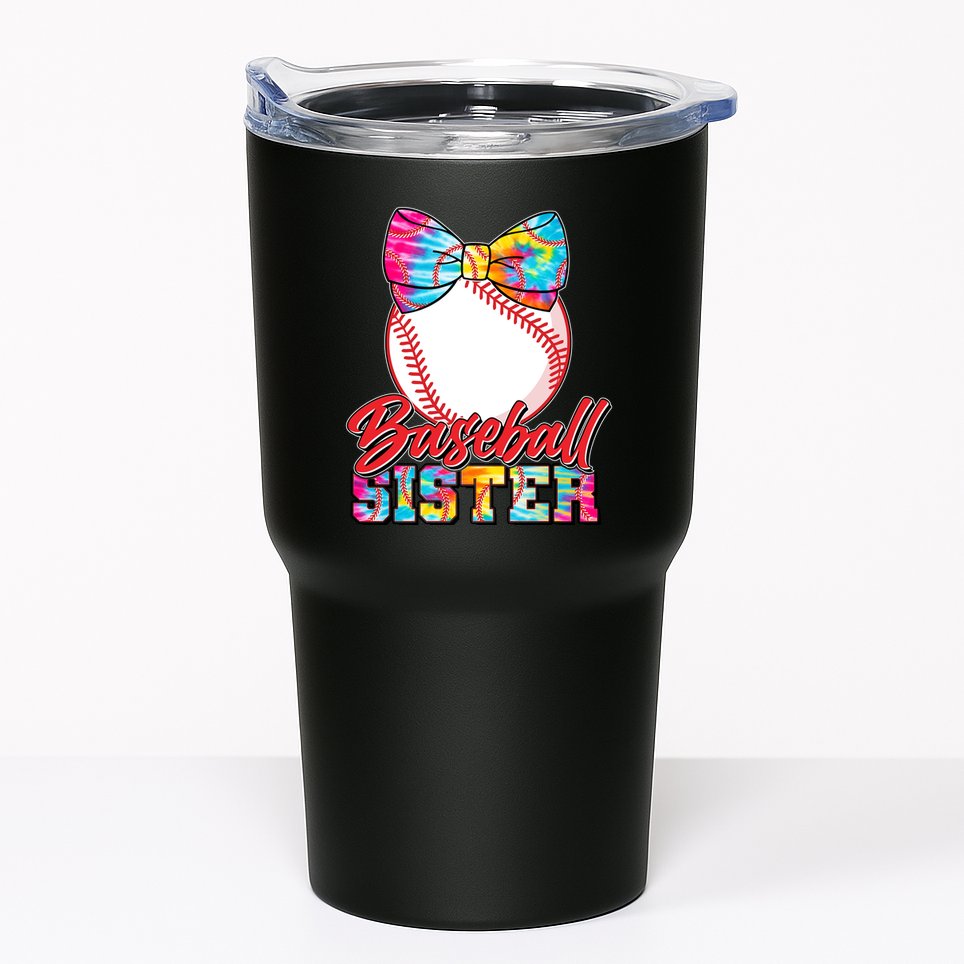 Cute Tie Dye Baseball Sister Tumbler