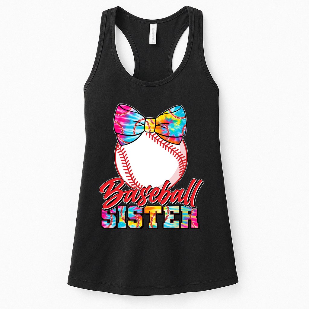 Cute Tie Dye Baseball Sister Womens Tank Top