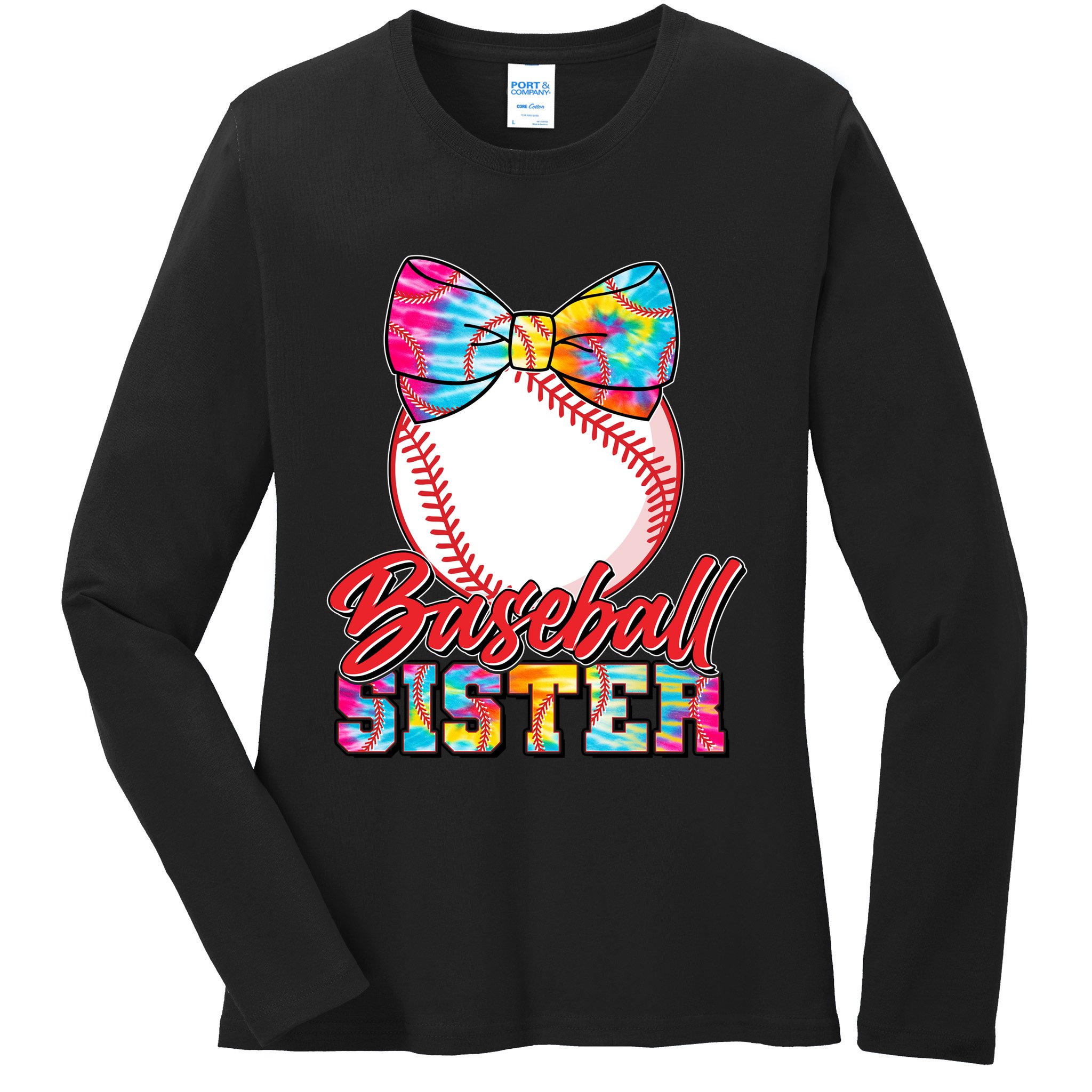 Cute Tie Dye Baseball Sister Ladies Long Sleeve Shirt