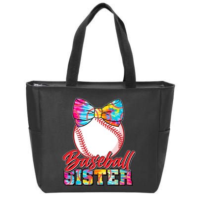 Cute Tie Dye Baseball Sister Zip Tote Bag