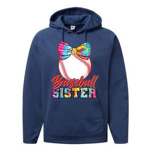 Cute Tie Dye Baseball Sister Performance Fleece Hoodie