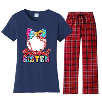 Cute Tie Dye Baseball Sister Women's Flannel Pajama Set