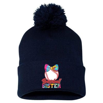 Cute Tie Dye Baseball Sister Pom Pom 12in Knit Beanie