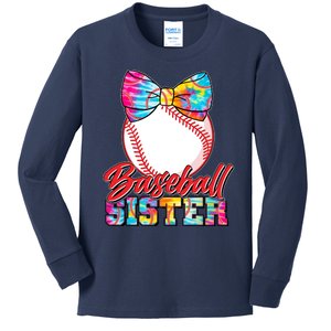 Cute Tie Dye Baseball Sister Kids Long Sleeve Shirt