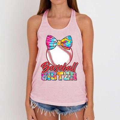 Cute Tie Dye Baseball Sister Women's Knotted Racerback Tank