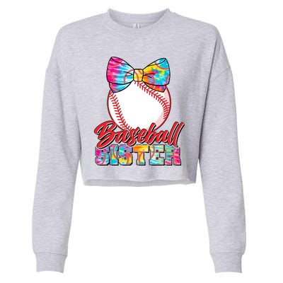 Cute Tie Dye Baseball Sister Cropped Pullover Crew