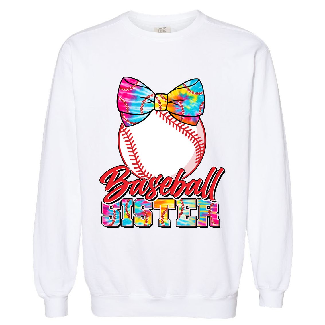 Cute Tie Dye Baseball Sister Garment-Dyed Sweatshirt
