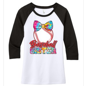 Cute Tie Dye Baseball Sister Women's Tri-Blend 3/4-Sleeve Raglan Shirt