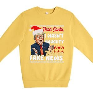 Christmas Trump Dear Santa Fake News Funny Xmas Premium Crewneck Sweatshirt