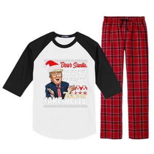 Christmas Trump Dear Santa Fake News Funny Xmas Raglan Sleeve Pajama Set