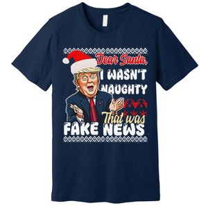 Christmas Trump Dear Santa Fake News Funny Xmas Premium T-Shirt