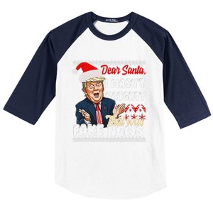 Christmas Trump Dear Santa Fake News Funny Xmas Baseball Sleeve Shirt