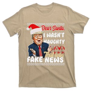 Christmas Trump Dear Santa Fake News Funny Xmas T-Shirt