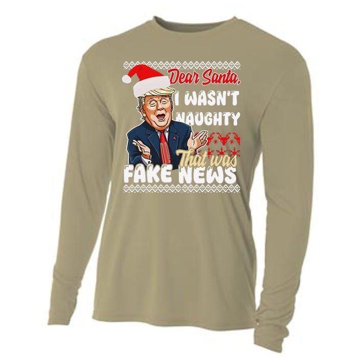 Christmas Trump Dear Santa Fake News Funny Xmas Cooling Performance Long Sleeve Crew