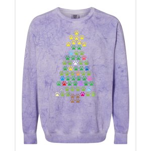 Christmas Tree Dog Paws Christmas Lights Colorblast Crewneck Sweatshirt