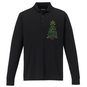 Christmas Tree Dog Paws Christmas Lights Performance Long Sleeve Polo