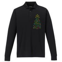 Christmas Tree Dog Paws Christmas Lights Performance Long Sleeve Polo