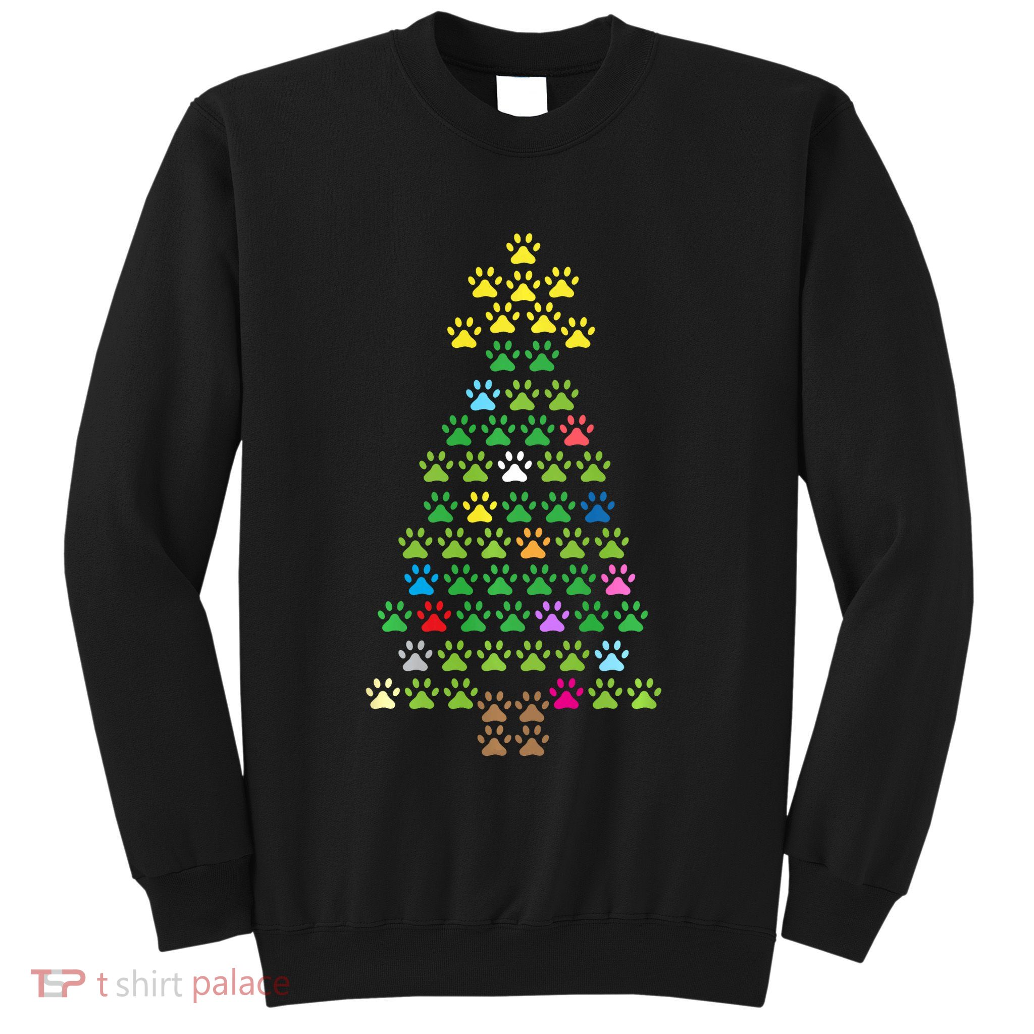 Christmas Tree Dog Paws Christmas Lights Sweatshirt