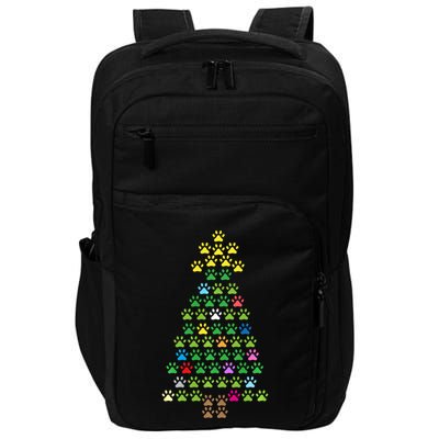 Christmas Tree Dog Paws Christmas Lights Impact Tech Backpack