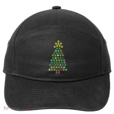 Christmas Tree Dog Paws Christmas Lights 7-Panel Snapback Hat