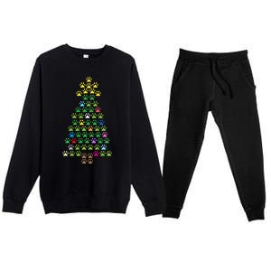 Christmas Tree Dog Paws Christmas Lights Premium Crewneck Sweatsuit Set