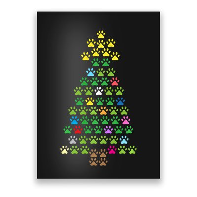 Christmas Tree Dog Paws Christmas Lights Poster
