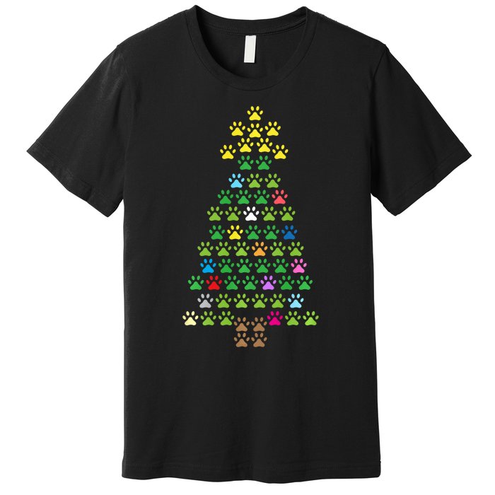 Christmas Tree Dog Paws Christmas Lights Premium T-Shirt