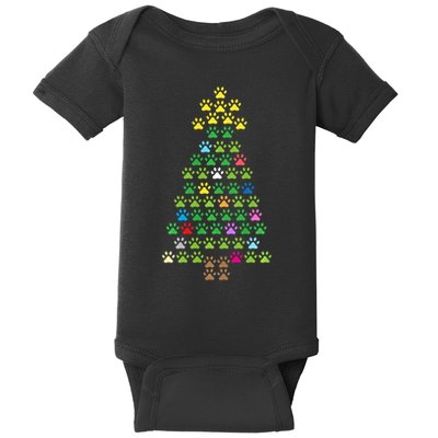 Christmas Tree Dog Paws Christmas Lights Baby Bodysuit