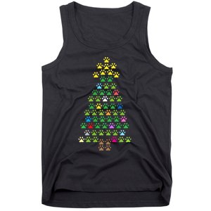 Christmas Tree Dog Paws Christmas Lights Tank Top