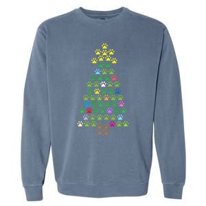 Christmas Tree Dog Paws Christmas Lights Garment-Dyed Sweatshirt