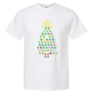 Christmas Tree Dog Paws Christmas Lights Garment-Dyed Heavyweight T-Shirt