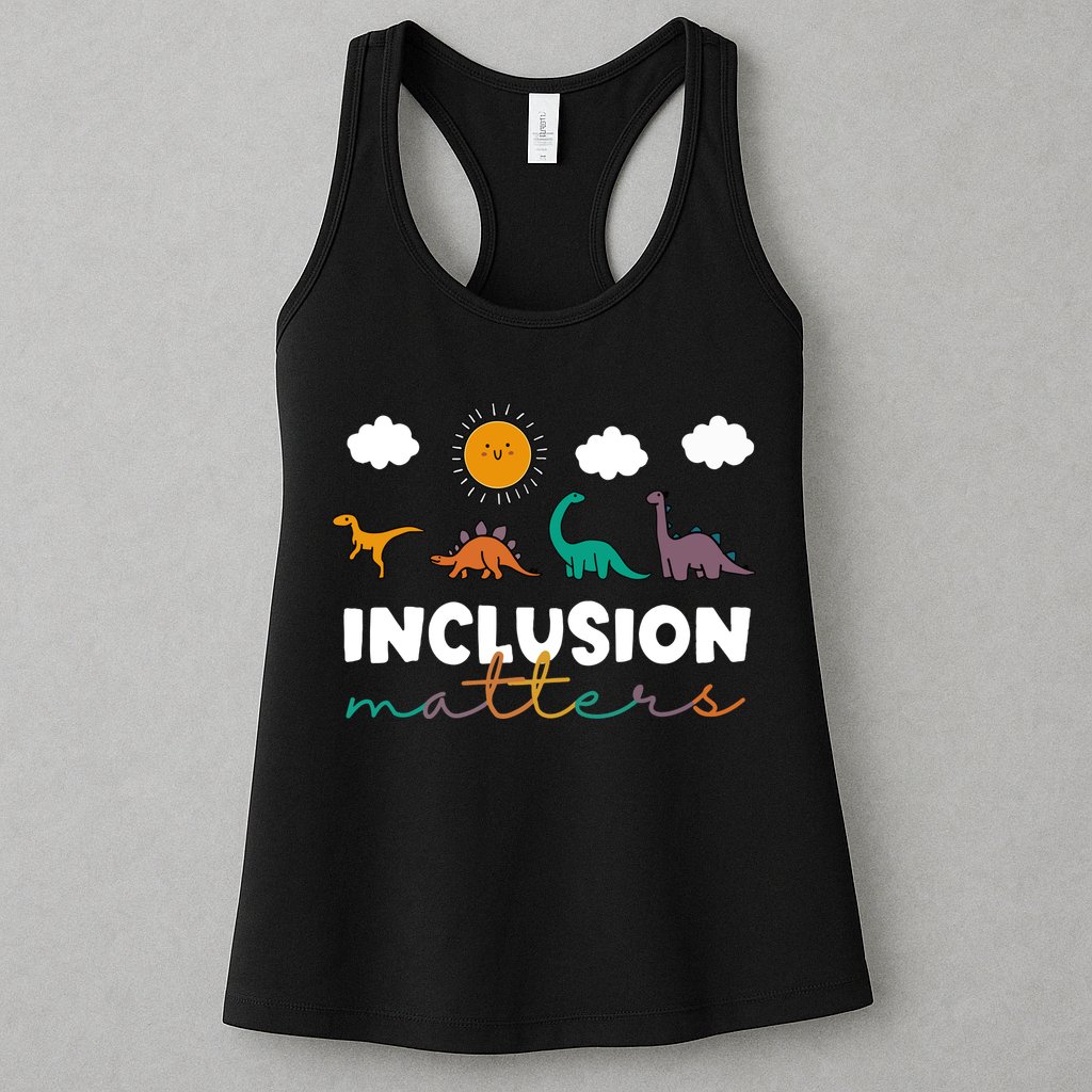 Cute TRex Dinosaur Inclusion Teacher Matters Special Education Gift Womens Tank Top