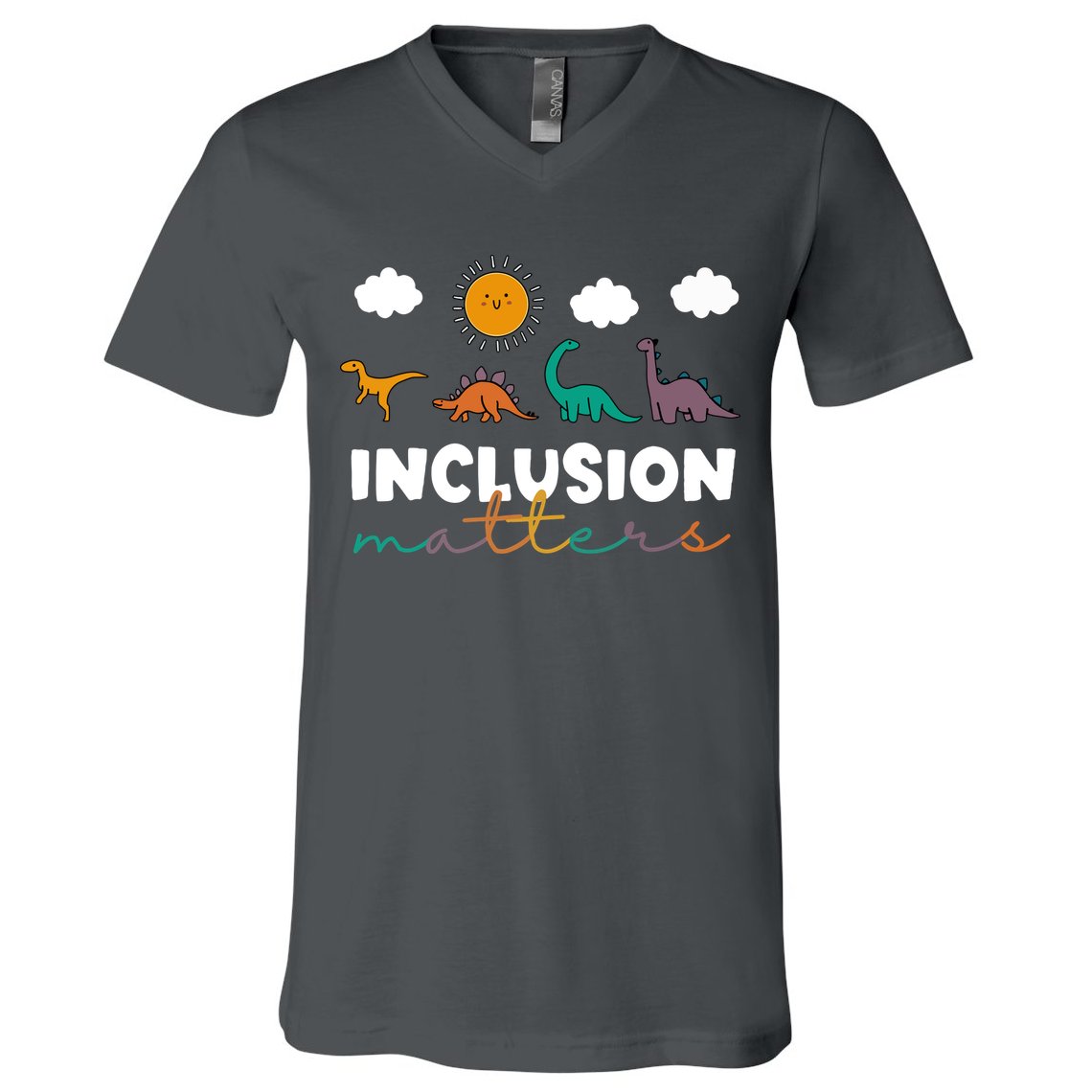 Cute TRex Dinosaur Inclusion Teacher Matters Special Education Gift V-Neck T-Shirt