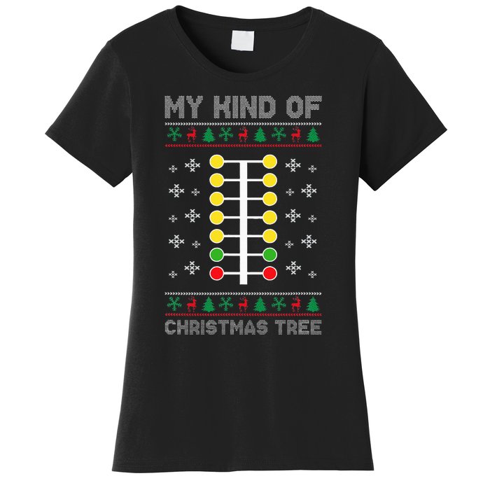 Christmas Tree Drag Racing Xmas Gift Women's T-Shirt