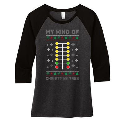 Christmas Tree Drag Racing Xmas Gift Women's Tri-Blend 3/4-Sleeve Raglan Shirt