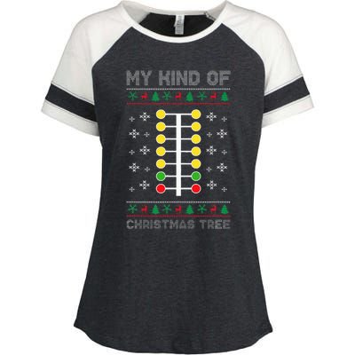 Christmas Tree Drag Racing Xmas Gift Enza Ladies Jersey Colorblock Tee