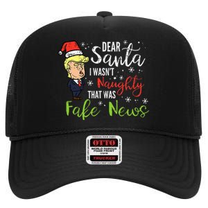 Christmas Trump Dear Santa Fake News Funny Xmas High Crown Mesh Back Trucker Hat