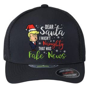 Christmas Trump Dear Santa Fake News Funny Xmas Flexfit Unipanel Trucker Cap