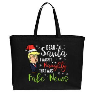 Christmas Trump Dear Santa Fake News Funny Xmas Cotton Canvas Jumbo Tote